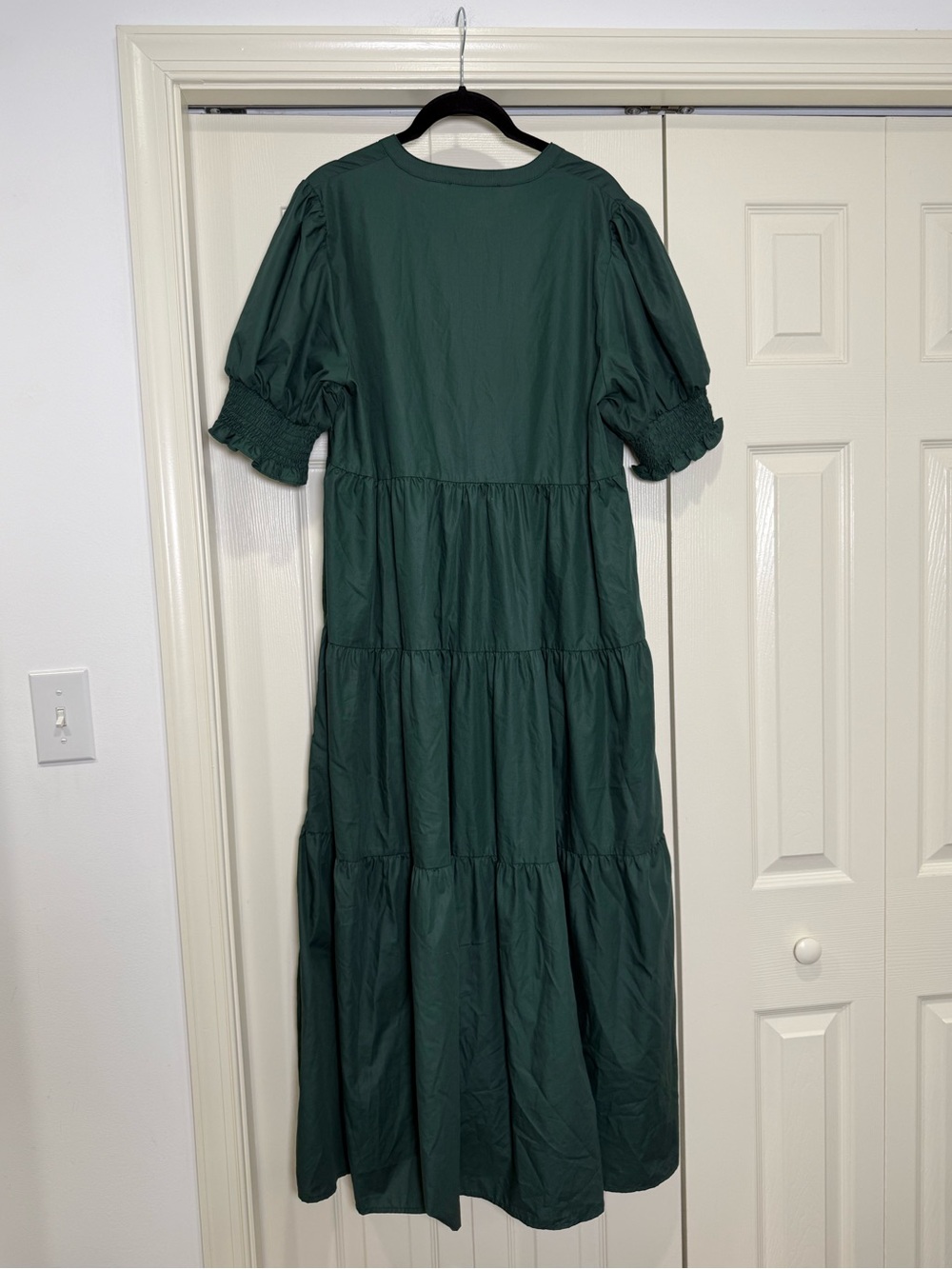 En Saison Tiered Poplin Midi Maxi Dress Dark Green Size Large - Picture 2 of 6